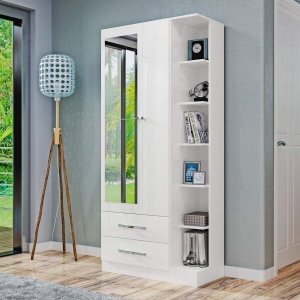 Guarda Roupa Solteiro 1 Espelho 2 Portas 2 Gavetas e Prateleiras Moju