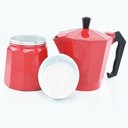 Ver imagem 6 de Cafeteira Italiana Vermelha 6 Xícaras Moka Grande Café Expresso Manual Premium Vintage de Luxo