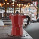 Ver imagem 2 de Cafeteira Italiana Vermelha 6 Xícaras Moka Grande Café Expresso Manual Premium Vintage de Luxo
