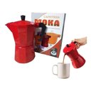 Ver imagem 4 de Cafeteira Italiana Vermelha 6 Xícaras Moka Grande Café Expresso Manual Premium Vintage de Luxo