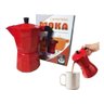 Cafeteira Italiana Vermelha 6 Xícaras Moka Grande Café Expresso Manual Premium Vintage de Luxo - 4