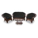 Ver imagem 1 de Conjunto de Sofá Fibra Sintética Cairo - 1 Sofá 2 L + 2 Poltronas + 1 Mesa Centro - Tecido Duna Pret