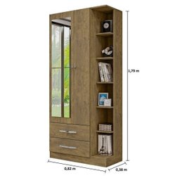 Guarda-Roupa Solteiro 2 Espelhos 2 Portas 2 Gavetas e Prateleiras Moju Mapi Móveis - 4