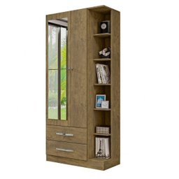 Guarda-Roupa Solteiro 2 Espelhos 2 Portas 2 Gavetas e Prateleiras Moju Mapi Móveis - 3