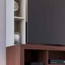 Ver imagem 6 de Rack Estante para TV até 50 Polegadas com 2 Portas e Nichos Multimóveis Crcol-RCP029 Nogueira/Off