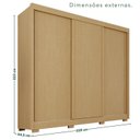 Ver imagem 3 de Guarda-Roupa Casal com Pés 3 Portas 4 Gavetas 100% MDF Ipanema Bege/Jequitibá