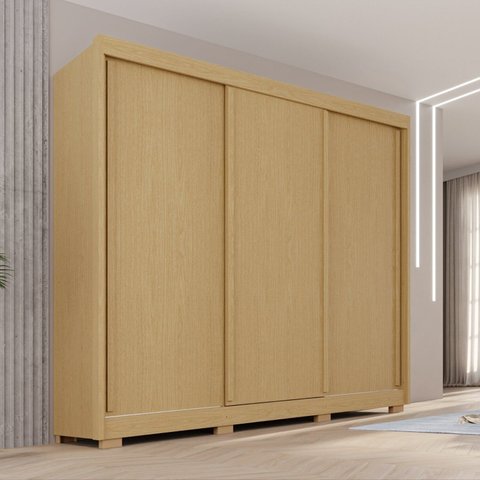 Guarda-Roupa Casal com Pés 3 Portas 4 Gavetas 100% MDF Ipanema Bege/Jequitibá