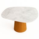 Ver imagem 2 de Mesa de Jantar Cone Orgânica 137x90 Cm Mármore Branco Extra e Base Freijó