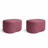 Kit 2 Puff Orgânico Curvo Feijão Sala Redondo Confortável Moderno Suede:rose - 2