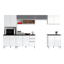 Armário De Cozinha 6 Peças Completa Evidence Branco / Prata - 11