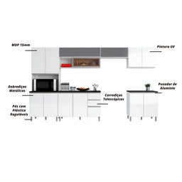 Armário De Cozinha 6 Peças Completa Evidence Branco / Prata - 5