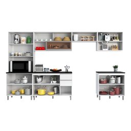 Armário De Cozinha 6 Peças Completa Evidence Branco / Prata - 13