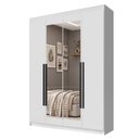 Ver imagem 2 de Guarda-Roupa Solteiro 4 Portas Batentes com Espelho Branco/Branco/Preto Venus Madesa