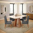 Ver imagem 2 de Conjunto Sala de Jantar Mesa Tampo em Vidro 1,20m Maria 4 Cadeiras Bel