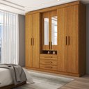 Ver imagem 1 de Guarda-roupa Casal Real 6 Portas 3 Gavetas com Espelho 100% Mdf Cinamomo - Panorama Móveis