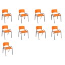 Ver imagem 2 de Kit 9 Cadeira Iso Infantil Creche, Escola Base Cinza Laranja