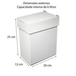 Lixeira Acrílico 6 Litros com Tampa e Abertura Vertical Centauri Acrílicos LX-V Branco - 5