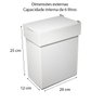 Lixeira Acrílico 6 Litros com Tampa e Abertura Vertical Centauri Acrílicos LX-V Branco - 5