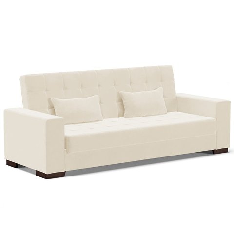 Sofá Cama Decorativo 210cm Beesley Veludo Off White - Gran Belo