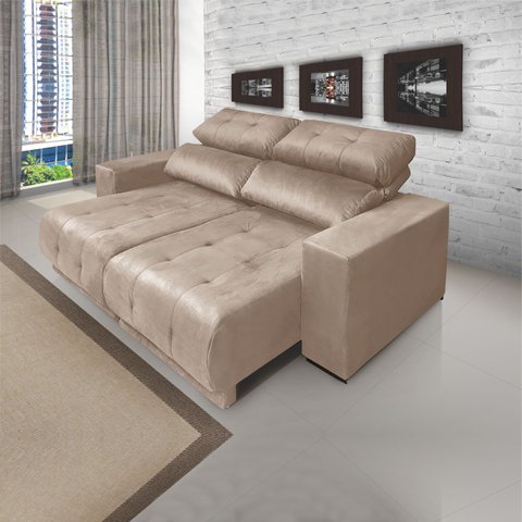 Sofá 3080 2 Lugares Retrátil e Reclinável Mamflex Veludo Choco