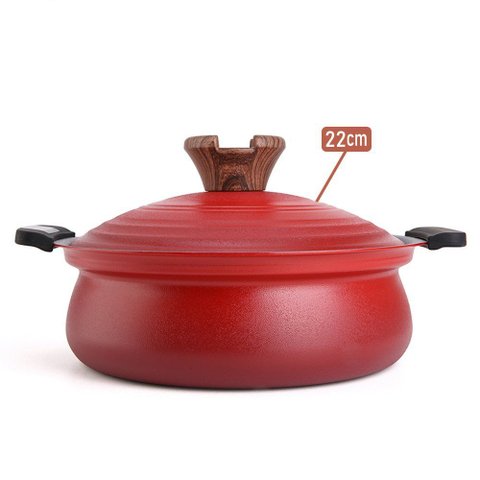 Caçarola Antiaderente Cerâmica Caldeirão 22cm Vermelho Tampa