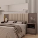 Ver imagem 1 de Cabeceira Casal Extensível com Mesa de Cabeceira - Liz - Robel Móveis - Cappuccino