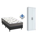 Ver imagem 1 de Cama Box Solteiro CRC + D33 Ortobom + Armário Multiuso Margarida Branco