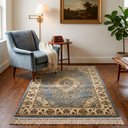 Ver imagem 2 de Tapete Persa Azul com Bege Ideal para Quarto e Sala 100x150