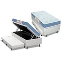 Ver imagem 1 de Cama Box Baú c/Auxiliar Solteiro: Colchão Espuma Castor D45 Sleep Max + Base CRC Courano White(