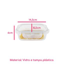 Kit 4 Potes Hermético Vidro Marmita 370 640 1040 1520ml - 6