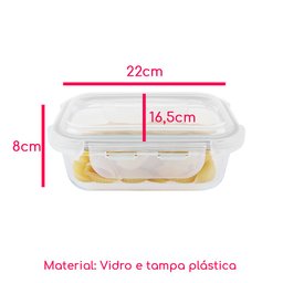 Kit 4 Potes Hermético Vidro Marmita 370 640 1040 1520ml - 3