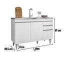 Ver imagem 3 de Balcao Pia Gabinete Cozinha 120cm S/tampo 3 Portas 2 Gavetas Cor,:branco