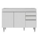 Ver imagem 2 de Balcao Pia Gabinete Cozinha 120cm S/tampo 3 Portas 2 Gavetas Cor,:branco