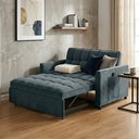 Ver imagem 1 de Sofá Cama Miami 2 Lugares Funcional Compacto com Molas Bonnel e Conforto Prolongado - Azul
