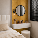 Ver imagem 2 de Aparador Suspenso 90cm com Painel Ripado MDF Decorativo Sala:Branco
