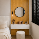 Ver imagem 3 de Aparador Suspenso 90cm com Painel Ripado MDF Decorativo Sala:Branco