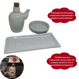 Kit Sushi Comida Japonesa Porcelana 4 Pessoas Azul Mesclado 9 peças + Hashi Molheira 110mL Prattos - 6
