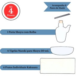 Kit Sushi Comida Japonesa Porcelana 4 Pessoas Azul Mesclado 9 peças + Hashi Molheira 110mL Prattos - 3