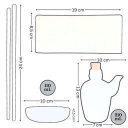 Kit Sushi Comida Japonesa Porcelana 4 Pessoas Azul Mesclado 9 peças + Hashi Molheira 110mL Prattos - 2