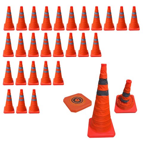 Cone Rodovia Sinalizador Kit 27 Uni Retratil Guarda Segurança Baliza Dobravel Estrada Estacionamento