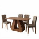 Ver imagem 1 de Mesa de Jantar Agata Mdf com 4 Cadeiras Estofadas Suede Molci Joli