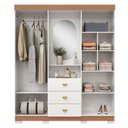 Ver imagem 4 de Guarda-Roupa Casal Capelinha 4 Portas 3 Gavetas Espelho Aurora Branco Camarim