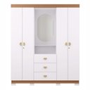 Ver imagem 2 de Guarda-Roupa Casal Capelinha 4 Portas 3 Gavetas Espelho Aurora Branco Camarim