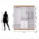 Ver imagem 3 de Guarda-Roupa Casal Capelinha 4 Portas 3 Gavetas Espelho Aurora Branco