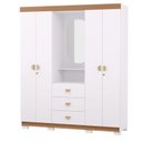 Ver imagem 5 de Guarda-Roupa Casal Capelinha 4 Portas 3 Gavetas Espelho Aurora Branco Camarim