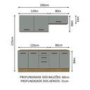 Ver imagem 4 de Kit com 2 Balcões e 2 Armários Aéreos Multiuso 200cm Agata Madesa