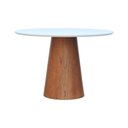 Ver imagem 1 de Mesa de Jantar Base Cone Tampo Laminado/Laqueado Ø120 Amêndoa/Branco