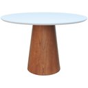 Ver imagem 3 de Mesa de Jantar Base Cone Tampo Laminado/Laqueado Ø120 Amêndoa/Branco
