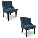 Ver imagem 1 de Kit 2 Cadeiras Estofadas Para Sala De Jantar Base Fixa De Madeira Preto Lia Suede Azul Marinho -
