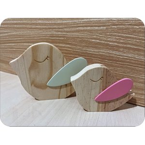 Par Pássaros Decorativos Pinus Jr Mdf
